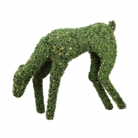 Picture of Northlight Seasonal 31742343 Pre-Lit Boxwood Feeding Reindeer Outdoor Christmas Decoration - Warm White LED Lights