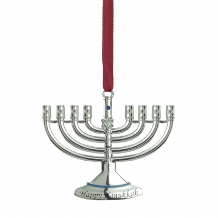 Picture of Northlight Seasonal 31741315 Regal Shiny Silver-Plated Hanukkah Menora Holiday Ornament with European Crystal