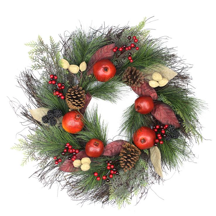 31736378 Autumn Harvest Mixed Pine Berry and Nut Thanksgiving Fall Wreath