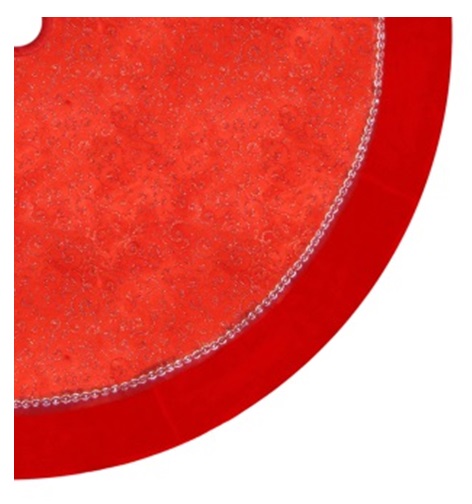 31754041 Red Glittered Swirl Sheer Organza Christmas Tree Skirt with Velvet Trim