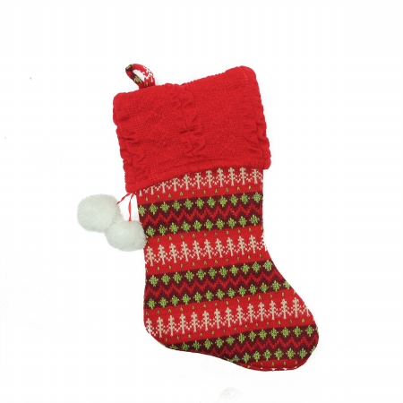 31754043 Red and Green Sweater Knit Decorative Christmas Stocking
