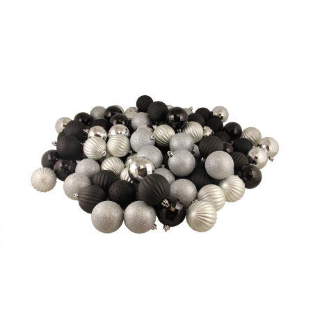 31752995 Black & Silver -Finish Shatterproof Christmas Ball Ornaments