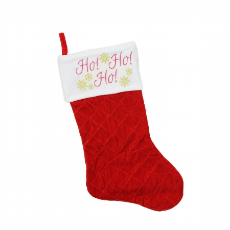 31755220 Quilted Red Velvet HO HO HO Embroidered Christmas Stocking