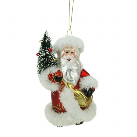 31751796 Old World Santa with christmas Tree Decorative Glass Ornament -  Northlight Seasonal