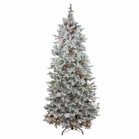 31752276 Pre-Lit Flocked Slim Colorado Spruce Artificial Christmas Tree - Clear Lights -  Northlight Seasonal