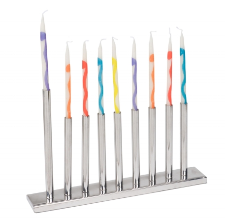 Picture of Giftmark M-660 Stainless Steel Menorah with Modern Tube Candles Holders
