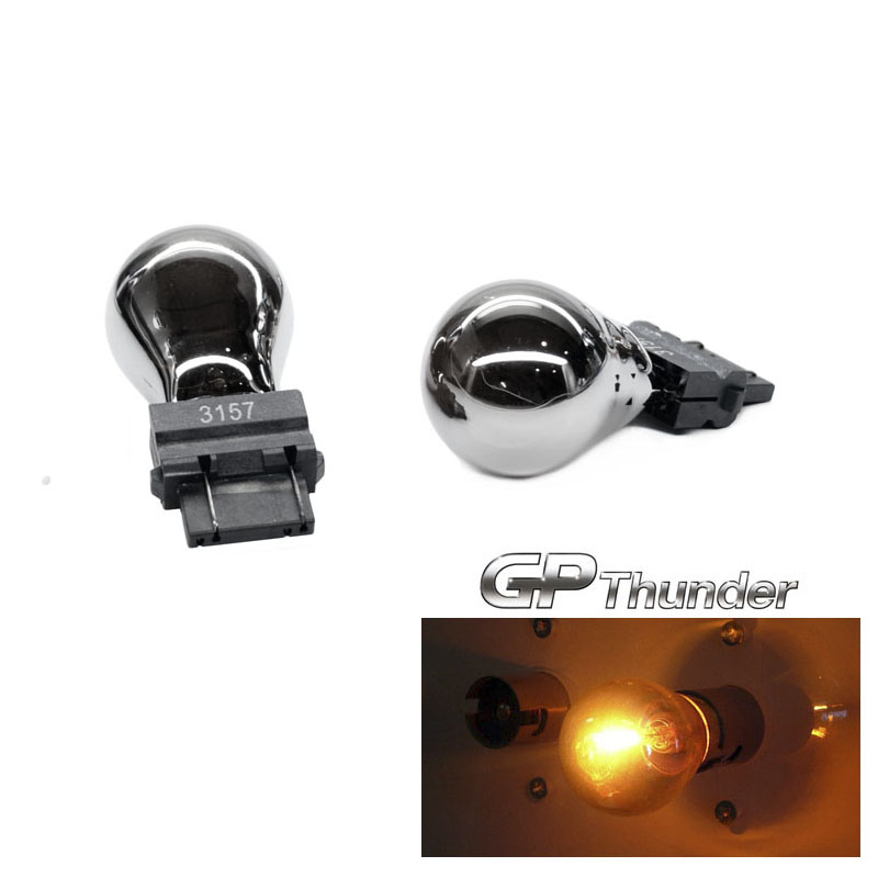 GP-3157-CA Silver Stealth Chrome Amber Light Bulbs Turn Signal Back Up Reverse Tail -  GP-Thunder