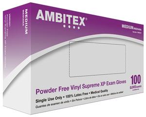 AXVMD221 AMBITEX Non-Sterile Powder-Free Vinyl Supreme XP Exam Glove, Medium - Cream -  Tradex International
