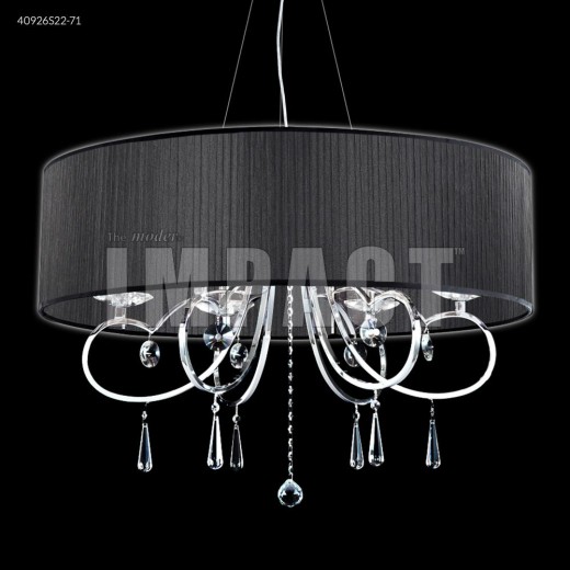 40926S22-71 Contemporary 6 Light Crystal Chandelier Silver Imperial Crystal Clear And Black Pleated Shade -  James R Moder