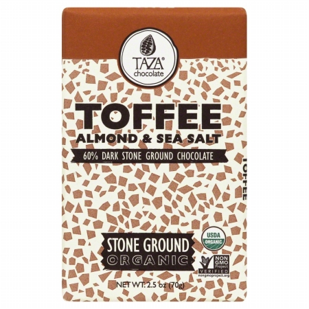 Picture of Taza Chocolate 133560 Toffee- Almond and Sea Salt Chocolate - 2.5 oz.