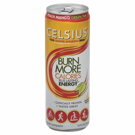 Picture of Celsius 146613 Sparkling Peach Mango Green Tea Energy Drink - 12 oz.