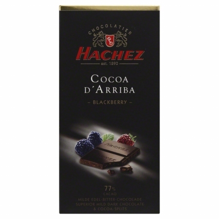 Picture of HACHEZ 12686 3.5 oz. Chocolate Bar 77 Percent Blackberry Bits