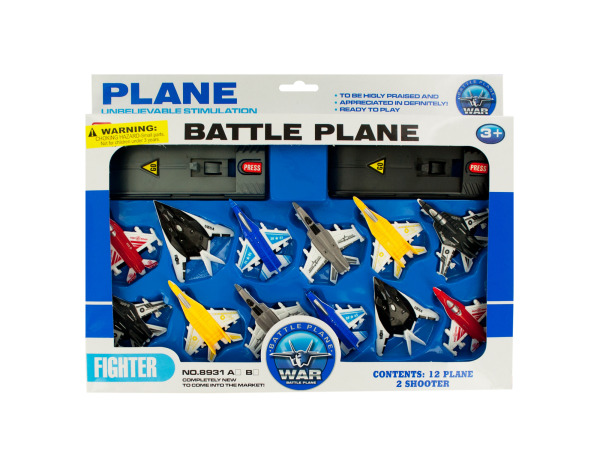 Picture of Bulk Buys OF634-4 Toy Jet Fighter Planes with Launch Pads Set&#44; 4 -Pack of 4