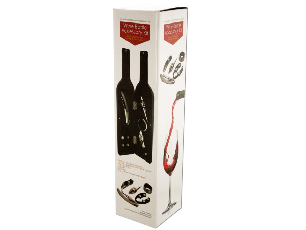 Picture of Bulk Buys OF521-1 Wine Bottle Accessory Kit in Bottle-Shaped Case