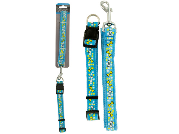 Picture of Bulk Buys OF885-12 Bone Print Dog Leash Adjustable Collar- 12 Piece -Pack of 12