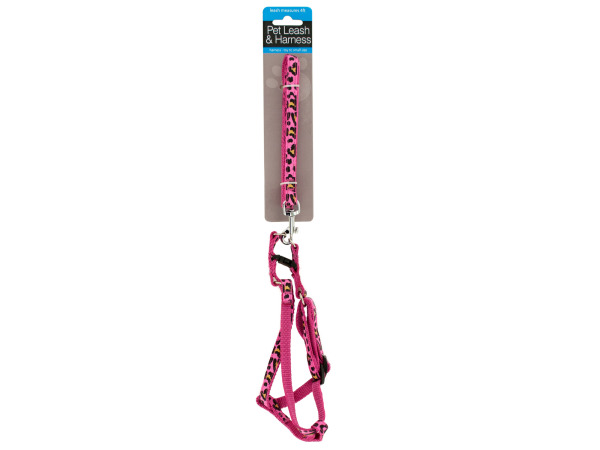 Picture of Bulk Buys OF887-12 Small Cheetah Print Dog Leash Adjustable Harness- 12 Piece -Pack of 12