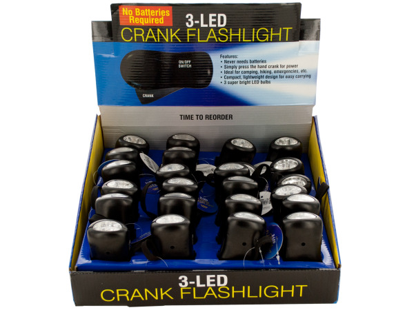 Picture of Bulk Buys OL319-24 LED Crank Flashlight Countertop Display- 24 Piece -Pack of 24