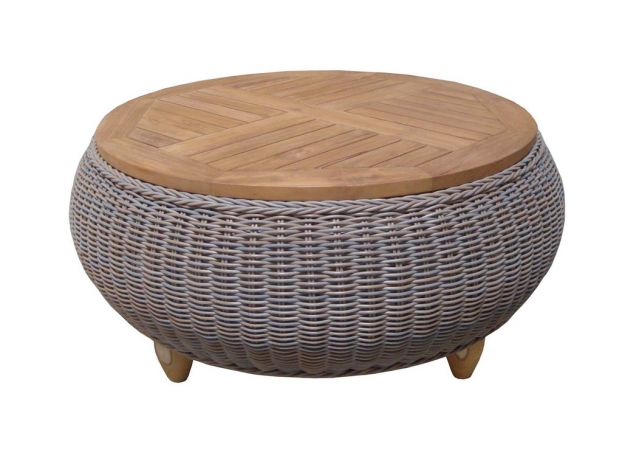 Outdoor Paradise Ottoman With Wood Top