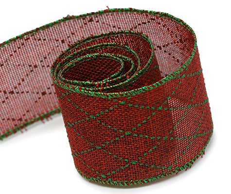 Picture of Papillon Ribbon & Bow R096925-64-0260-GGRN 2.5 in. 50 Yards Burlap Ribbon- Red