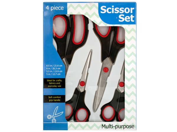 Picture of Bulk Buys OL589-4 Multi-Purpose Stainless Steel Scissor Set&#44; 4 Piece -Pack of 4