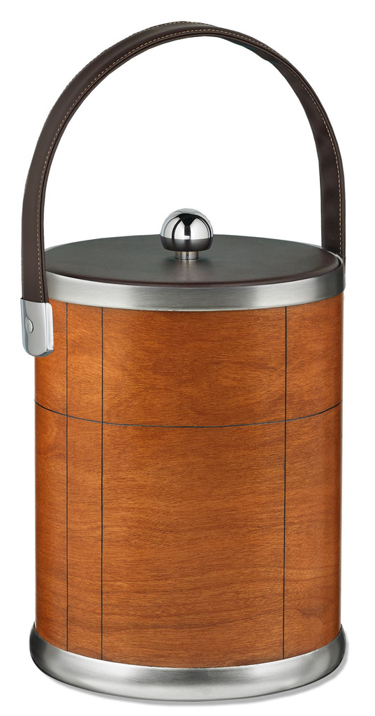 Picture of Kraftware Corp 51075 American Artisan 5 qt. Scored Cherry With Brown Leatherette Ice Bucket