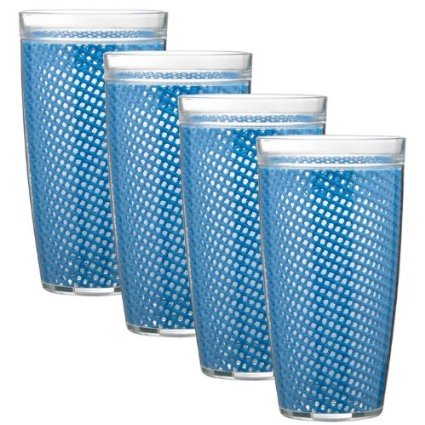 Picture of Kraftware Corp 33714 Fishnet 14 oz. Blue Doublewall Drinkware Glass- Set of 4