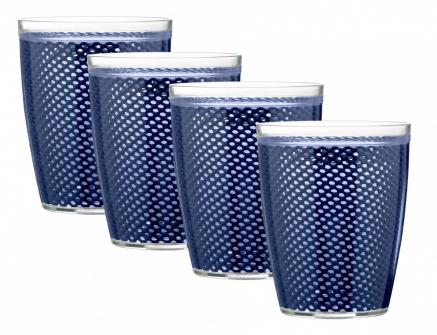 Picture of Kraftware Corp 31614 Fishnet 14 oz. Navy Doublewall Drinkware Glass- Set of 4