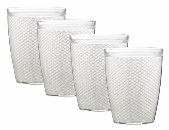 Picture of Kraftware Corp 32714 Fishnet 14 oz. White Doublewall Drinkware Glass- Set of 4