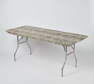 3096PK-L 30 x 96 in. Fitted Plastic Table Covers With Elastic - Leopard