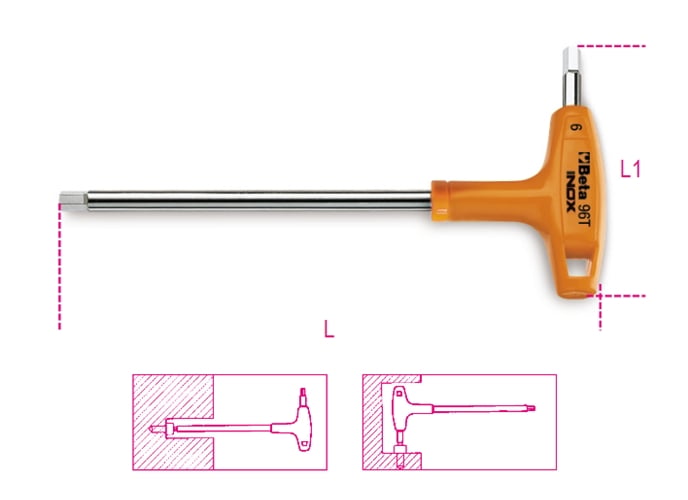 96TINOX Stainless Steel High Torque Ergonomic T-Handle Hex Key Allen Wrench, Metric 8mm