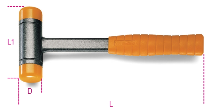 1392 Dead-blow Hammer, Replaceable Plastic Face, Steel Shaft, 60mm Face