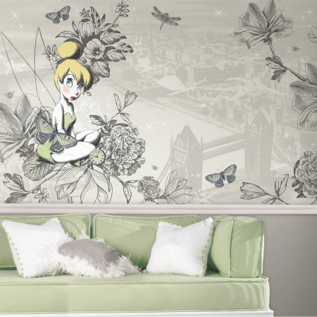 Picture of RoomMates JL1383M Vintage Tinker Bell X - Large Chair Rail Prepasted Mural &amp; Ultra Strippable- 6 x 10.5 ft.