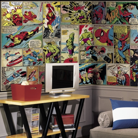 Picture of RoomMates JL1398M Marvel Comic Panel X - Large Chair Rail Prepasted Mural &amp; Ultra Strippable- 6 x 10.5 ft.