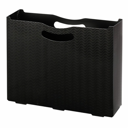 Desktop File Box, 3" Expansion, Letter Size, Black Wave Pattern