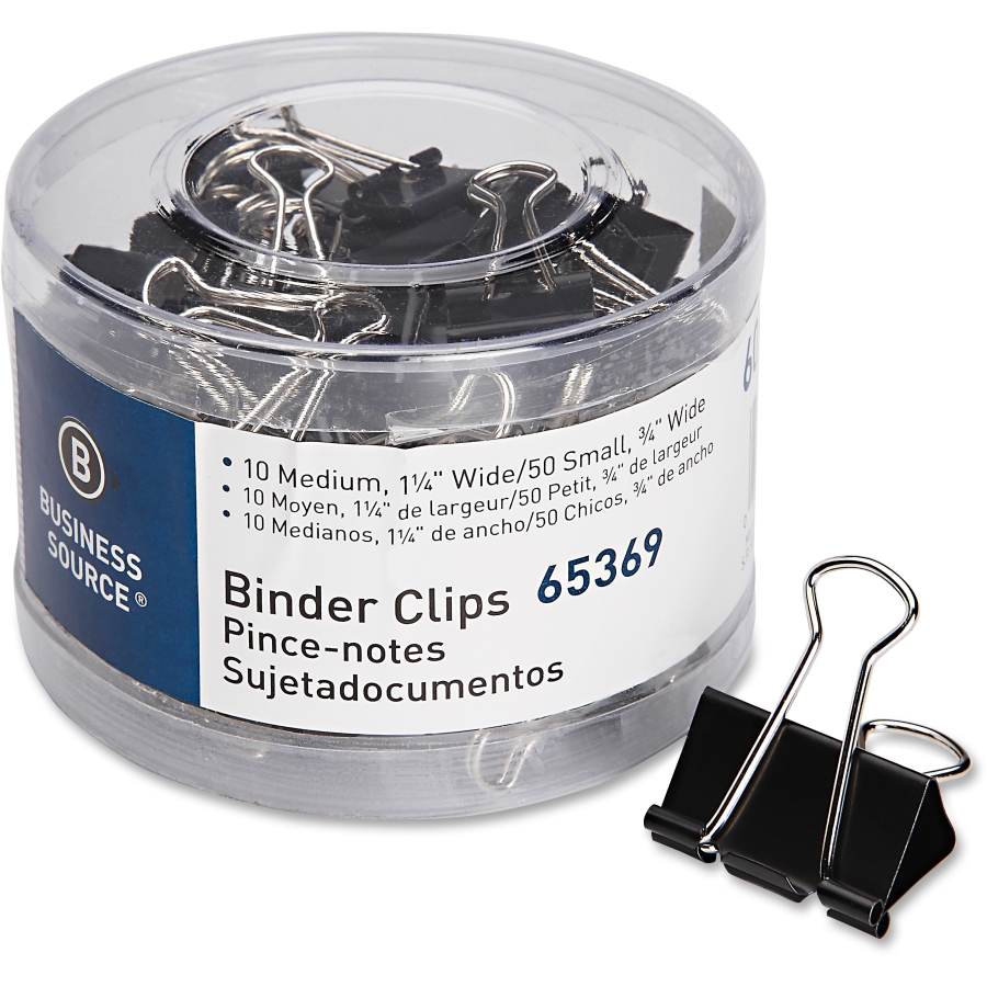Picture of Business Source BSN65369 Small & Medium Binder Clips Set&#44; 60 Per Pack