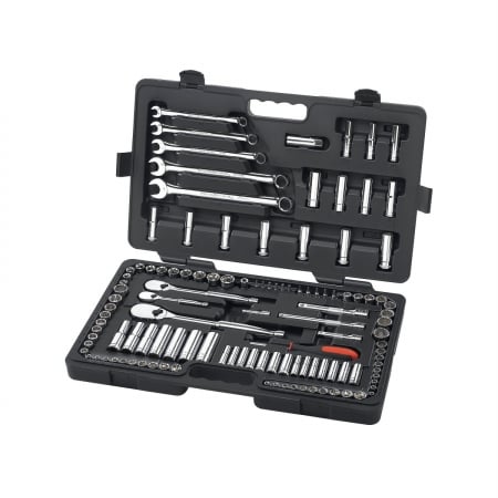 118 Piece 1/4", 3/8" & 1/2" Drive 6 & 12 Point Standard & Deep SAE/Metric Mechanics Tool Set