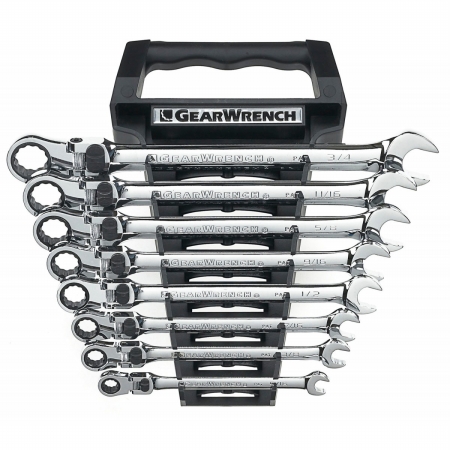 8 Piece 72-Tooth 12 Point XL Locking Flex Head Ratcheting Combination SAE Wrench Set