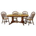 Sunset Trading 5 Piece Double Pedestal Trestle Butterfly Leaf Dining Set with Arm Chairs Sunset Trading 5 Piece Double Pedestal Trestle Butterfly Leaf Dining Set with Arm Chairs
