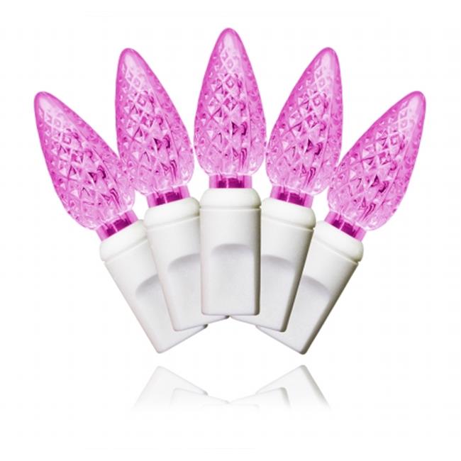 Queens of Christmas S-35C6PI-4W 35 Count C6 Pink Decorative LED Light on whit...