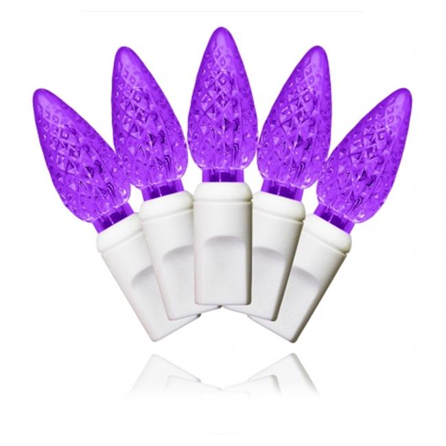 Queens of Christmas S-35C6PU-4W 35 Count C6 Purple Decorative LED Light on wh...