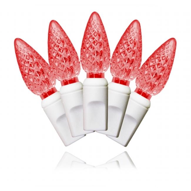 Queens of Christmas S-35C6RE-4W 35 Count C6 Red Decorative LED Light on white...