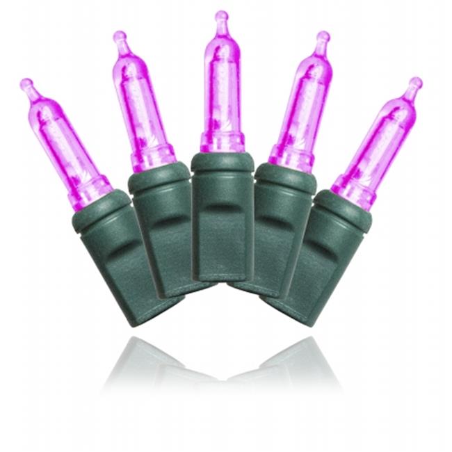 Queens of Christmas S-35T5PI-4G 35 Count Pink Decorative LED Light on Green W...