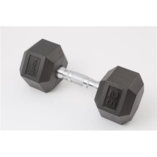 York Barbell Rubber Hex Dumbbell with Chrome Ergo Handle - 85 lbs