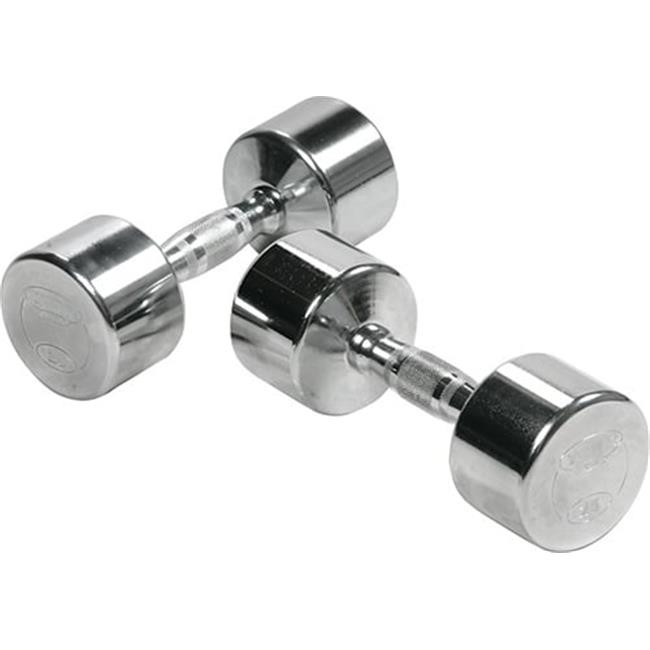 Solid Steel Professional Chrome Dumbbell with Ergo Grip - 20 lbs