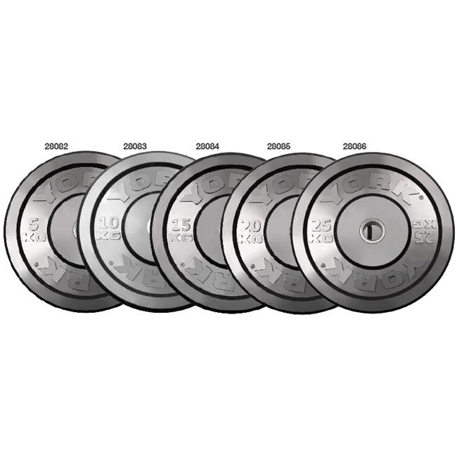 York Barbell 28085 Solid Rubber Training Bumper Plates- Black -20 kg