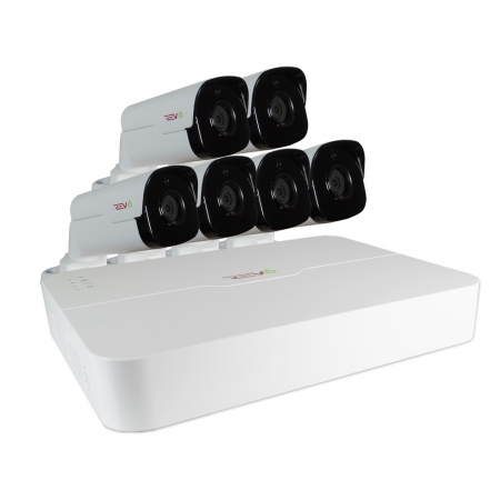 RU81B6G-2T Ultra HD 8 in 2TB NVR Surveillance System with 6 x 4 Megapixel Bullet Cameras- White