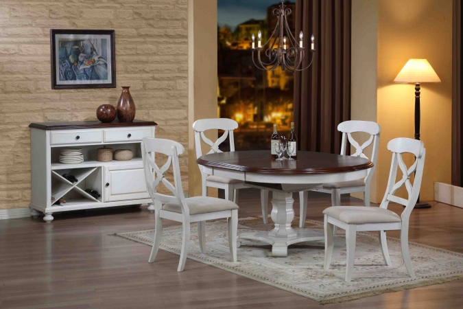 5 Piece Andrews Butterfly Leaf Dining Set in Antique White