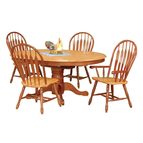 Sunset Trading 5 Piece Pedestal Butterfly Leaf Dining Set with Two Comfort Arm Chairs