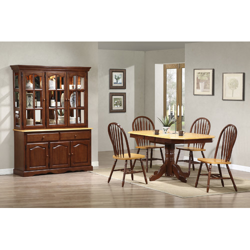 Sunset Trading 6 Piece Pedestal Extension Dining Set with China Cabinet