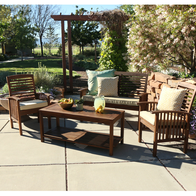 Walker Edison Furniture OW4SDB 4 Piece Sundowner Chat Set, Dark Brown - 18 x 26 x 29 in.